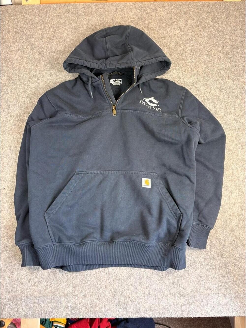 Carhartt Rain Defender Men's Loose Fit 1/4 Zip Hooded Hoodie Blue 2XL